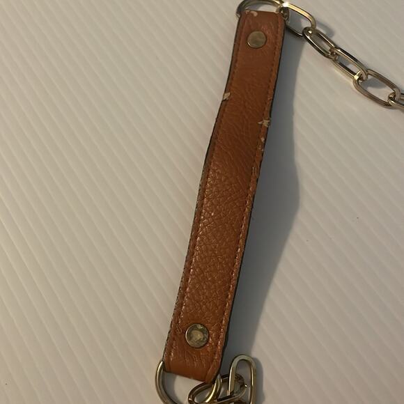 Tory Burch Brown leather Reva flap Clutch with gold chain strap - Picture 3 of 14